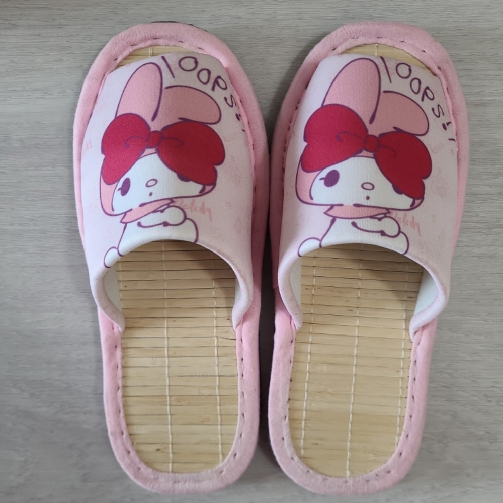 My Melody Pink Bow Women Bamboo Summer Open Toe Slippers
